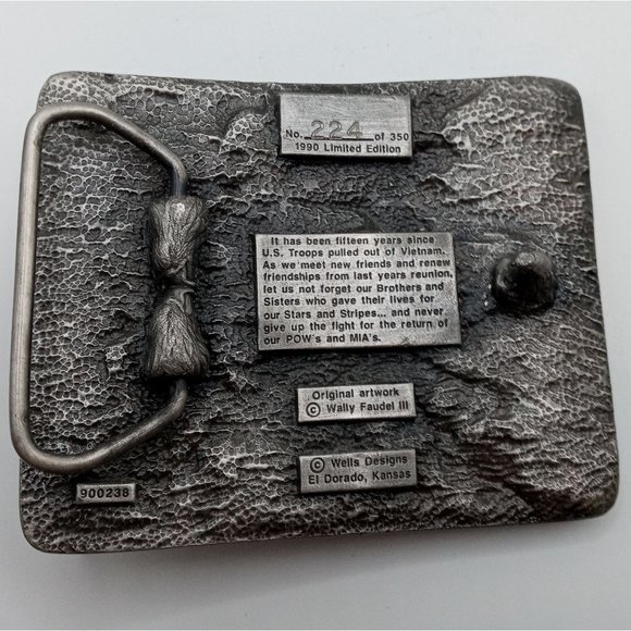 Kansas Vietnam Veterans Belt Buckle 1990 2nd Annual Family Reunion POW MIA KS - Picture 3 of 11